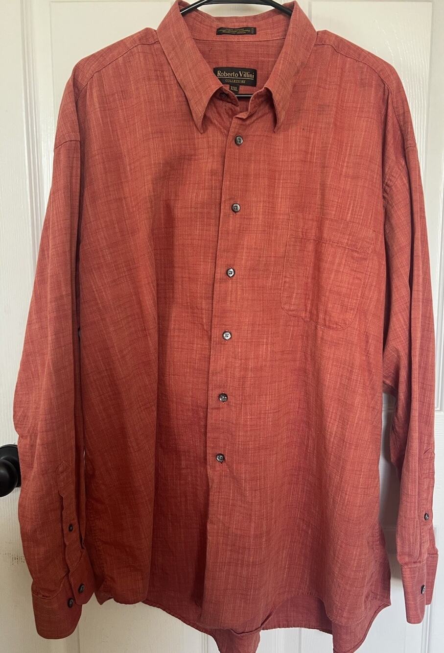 Vintage Roberto Villini Collezione Shirt Red Textured Linen XXL